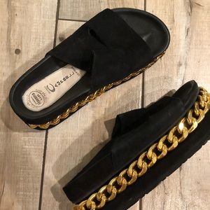 Jeffrey Campbell Black Gold Chain Platform Sandal